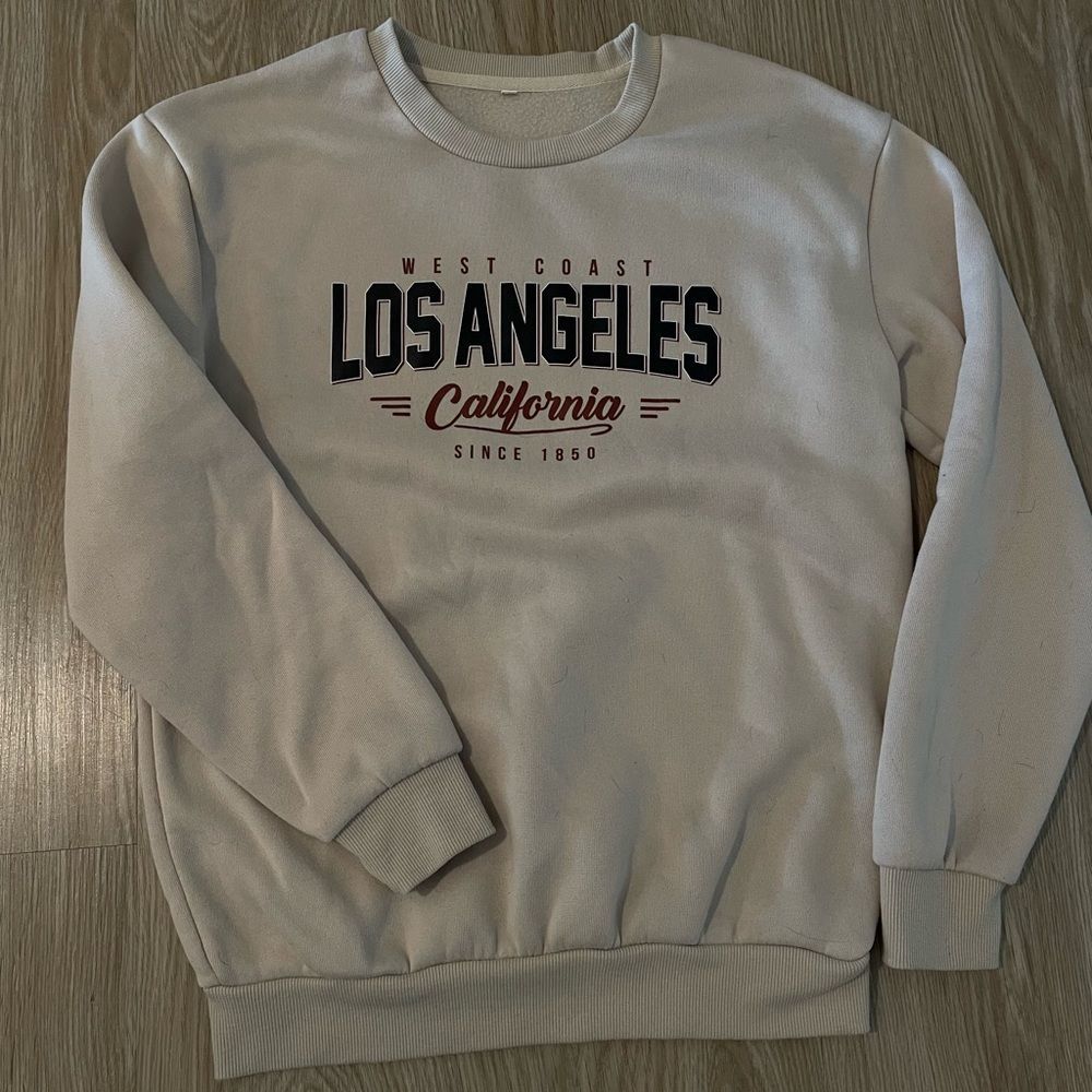 shein tan LA crewneck sweater - xs